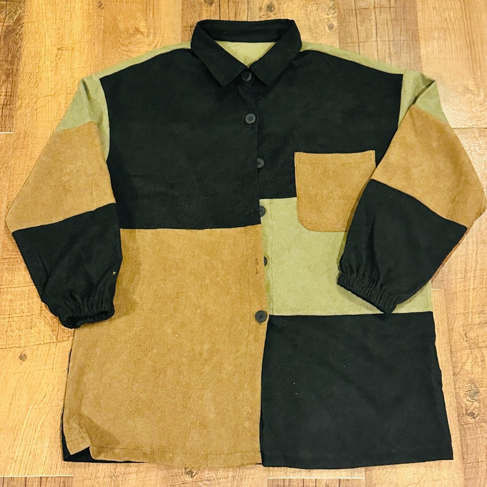 SHEIN Colorblock Jacket - Black, Tan, Olive